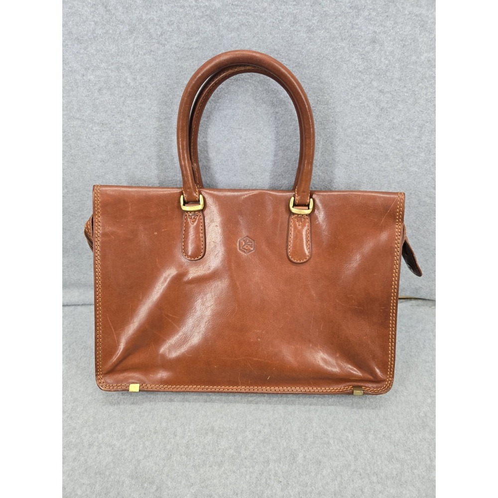 VALENTINA IN PELL Brown Vintage Leather Executive Briefcase Business Career